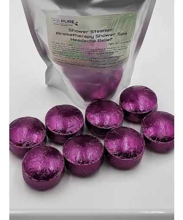 Spa Pure Headache Relief Aromatherapy Shower Bombs - Lavender Eucalyptus - 100% Natural Essential Oils - USA Made (8 Count) - Buy Online on GoSupps.com
