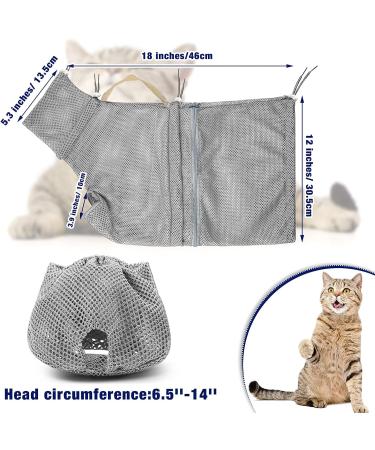 2 Pieces Cat Grooming Washer Mesh Bag Cat Muzzles Breathable Mesh Muzzles Adjustable Kitten Scratch-Resistant Cat Restraint Bag Fixed Bag Cat Bath Bag for Cat Bathing Nail Trimming Feeding (Gray) - Buy Online on GoSupps.com