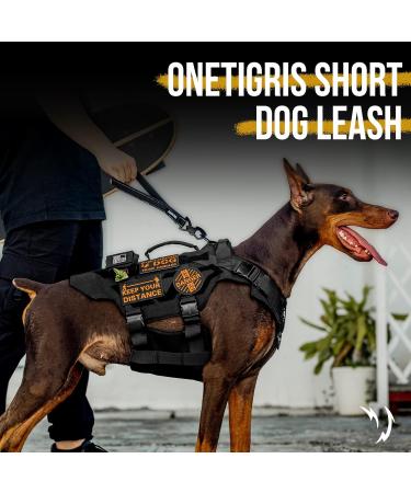 Oneigris Bolt Short Guide Dog Leash 30cm - Reflective Nylon Tiger Tooth Clip Soft Upholstery for Medium & Large Dogs - Stylish S Black - Buy Online on GoSupps.com