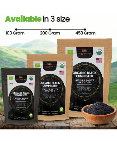 Huggiberries Organic Black Cumin Seed 3.5 oz - Natural Nigella Sativa Seeds, Raw Plant Protein for Bone, Cholesterol, Gut Health & Immunity. Gluten Free - Buy Online on GoSupps.com