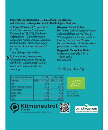 Koawach Lucky Biscuits - Chocolate Vegan Cookies | Organic Fairtrade & Sustainable Individually Packaged | Energy-Boosting Guarana Caffeine Treats - Buy Online on GoSupps.com