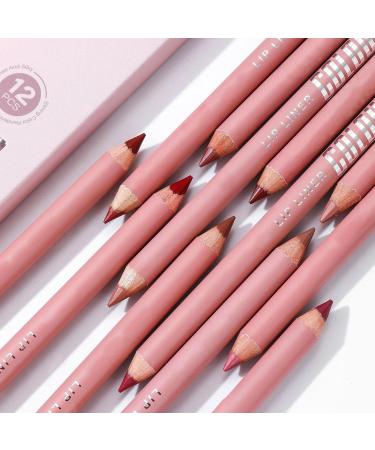 Lip Pencil - 12 Long-Lasting Colors Natural Matte Creamy Cosmetics Makeup Lip Pencil | For Home Travel Party Wedding Winter Autumn Spring Office School - Buy Online on GoSupps.com