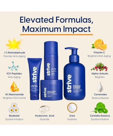 Strive Apex Skin Care Set | Advanced Anti-Aging Fragrance-Free Peptides Vitamin C Niacinamide - Face Wash Scrub Moisturizer Serum for All Skin Types & Dark Circles - Buy Online on GoSupps.com