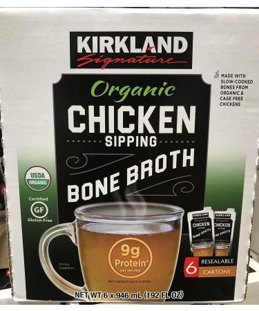 Kirkland Signature Organic Chicken Bone Broth, 32 Fl Oz, 6 Count