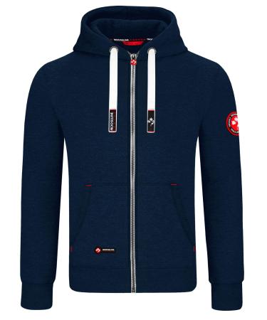 MOOSELINE men's sweat jacket hooded jacket training jacket hoodie with zip sweat jacket XXL navy blue (White Laces)