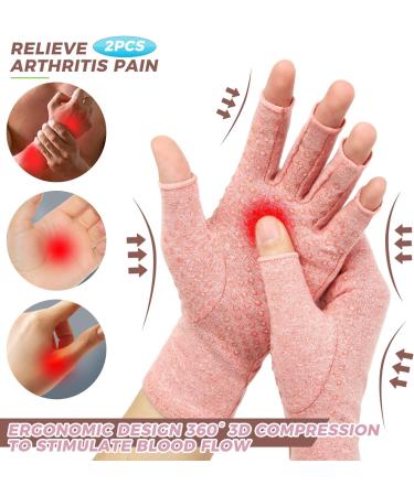 YOGINGO Fingerless Compression Gloves for Arthritis Pain Relief - Warm & Healing Support for Women & Men - Breathable Fabric, Comfortable Fit - S Pink 1 Pair - Buy Online on GoSupps.com