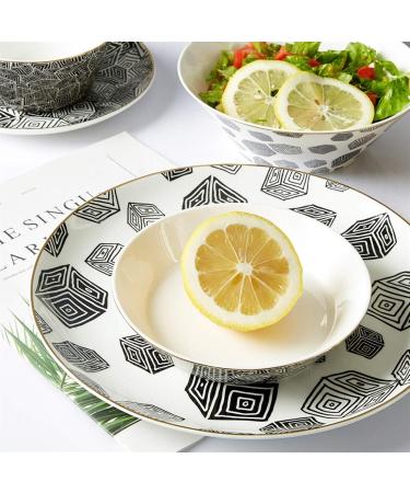 Dinner Plates Modern Creative Plates Set & Dishes Set Black and White Round Dinner Plate Sets Premium Quality Porcelain Dinnerware Set of 6 Plates Kitchenware - Buy Online on GoSupps.com
