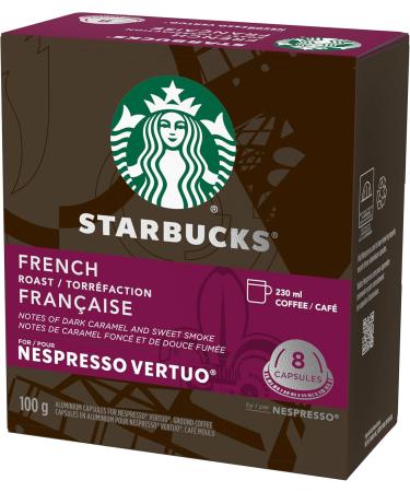 STARBUCKS Veranda Blend for Nespresso Vertuo Blonde Roast Coffee Pods 8 K-Cup Capsules Pack of 4 & French Roast For NESPRESSO VERTUO Dark Roast Notes of Dark Caramel & Sweet Smoke Coffee + Roast Veranda 1 count (Pack of 4) - Buy Online on GoSupps.com
