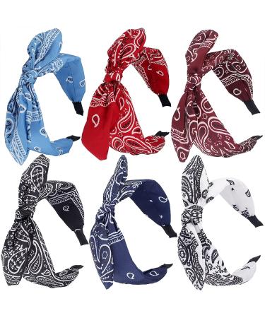 TOBATOBA Bandana Headband for Women Knotted Bow Headbands for Women Paisley Headband Cute Rabbit Ear Hair Bows for Women Top Knot Headband Turban Headbands Headwraps Hair Band for Women Girls 6Pcs Color 1 - Bandana - Buy Online on GoSupps.com