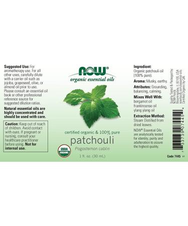 Buy Now Foods Organic Patchouli Essential Oil | 1 fl oz (30 ml) - Premium Aromatherapy - Buy Online on GoSupps.com