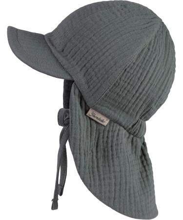 Sterntaler Unisex Peaked Cap with Neck Protection - UV 50+ Sun Cap for Babies in Matte Green | Cotton Musselin Design for Ultimate Sun Safety - Buy Online on GoSupps.com