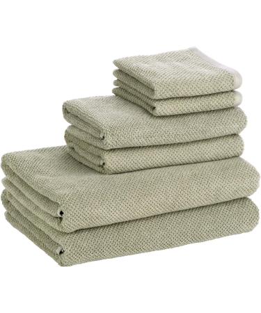 Nate Home by Nate Berkus 6-Piece Cotton Towel Set | Soft & Absorbent Bath Towels, Hand Towels, & Washcloths - Lichen (Sage) Sage Bath Set 6pc - Buy Online on GoSupps.com