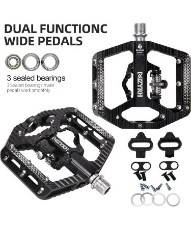Black MZYRH MTB Mountain Bike Pedals with Cleats - Dual Function SPD Compatible, Sealed Clipless Aluminum, 3 Bearings - 9/16 Platform - Buy Online on GoSupps.com