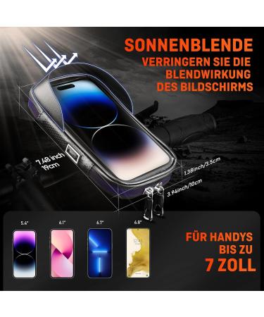 Henmi Waterproof Cell Phone Holder for Bikes - IPX5 Touchscreen Bag for Smartphones Up to 7 Inches - Perfect for MTB Racing & E-Bikes - 19*10*3.5cm - Buy Online on GoSupps.com