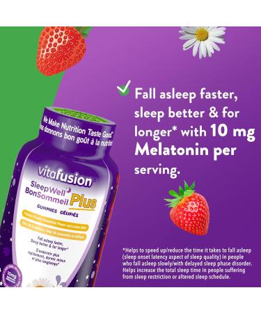 Vitafusion Sleepwell Plus Adult Vitamin Gummies 10mg Melatonin Per Daily Dose Helps Improve Sleep Quality 100 Count Packaging May Vary - Buy Online on GoSupps.com