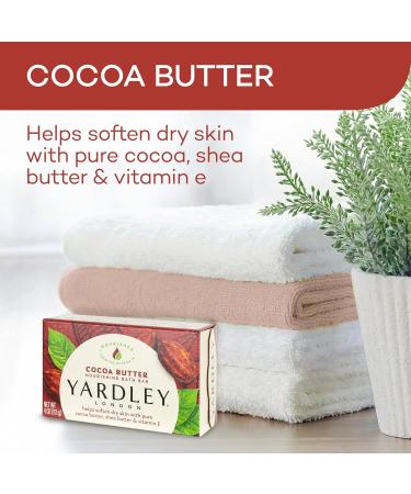 Yardley London Cocoa Butter Bath Soap Bar - Nourishing Softens Dry Skin 4 oz - Pack of 3 with Shea Butter & Vitamin E - Buy Online on GoSupps.com