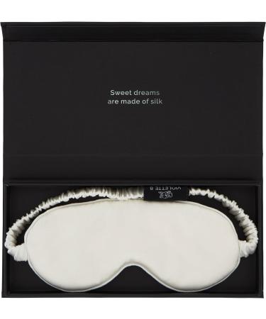 Violette8 Luxury Silk Sleep Mask for Women - 100% Pure Mulberry Silk Eye Mask, White 25 Momme, Lined in Black Silk - Buy Online on GoSupps.com