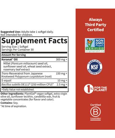 Garden of Life Menopause Supplement | S-equol Trans-Resveratrol & Keranat | Vegan Non-GMO Gluten-Free | Hair Growth Support | 30 Servings - Buy Online on GoSupps.com