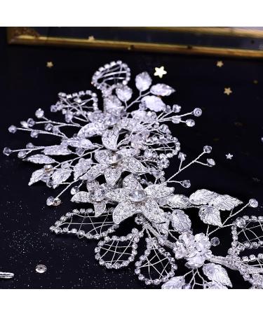 MOPMAP Rhinestone Wedding Headband | Silver Flower Hair Vine for Bride | Wedding Hair Accessories - Buy Online on GoSupps.com