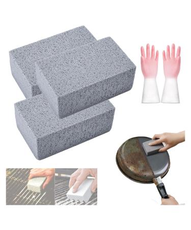 Scoring Stone for Oven Cleaning Oven Cleaner Heavy Duty Scoring Stone for Stove Cleaning Scoring Stones for Removing Tough Stains of Kitchen Toilet Garden BBQ Griddle Racks (3PC)