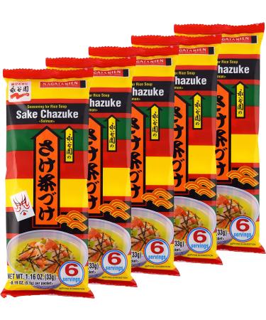 Nagatanien Sake Chazuke 6pcs Salmon Flavor 1.16oz (5 Pack) 1.16 Ounce (Pack of 5)
