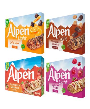 Alpen Cereal Bar Bundle | 4 Great Flavours - 5 Bars of Each | 20 Bars Total | Excellent for snack time or a lunch box