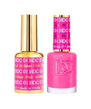 DND DC Gel Polish Set Pink Collection UV/LED GelPolish and Air Dry Nail Lacquer Matching Chip-Free Polish Duo 0.5 Fl Oz Each Brilliant Pink
