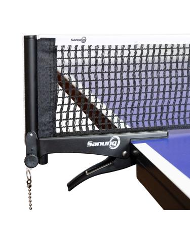 Sanung S506 Table Tennis Net and Post Set, Foldable Ping Pong Screw On Clamp Net Adjustable Post Set with Bead Chains Measuring Net Ruler for Any Standard Table Easy to Set up