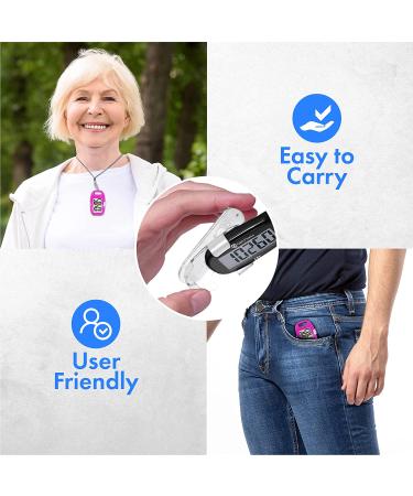 OZO Fitness CS1 Pink Easy Pedometer - Large Display Step Counter for Walking with Clip and Lanyard - Buy Online on GoSupps.com