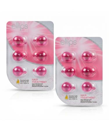 Ellips Hair Vitamin Soin Cheveux Sans Rin age l Huile de Jojoba 6 Capsules x2 (Lot de 2) - S rum Nourrissant Brillance Protection Chaleur Cheveux Secs/Ab m s