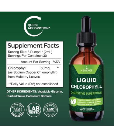 Chlorophyll Liquid Drops - Natural Energy Booster - Digestion & Immune Support - Internal Deodorant - Liver Function - 2 Fl Oz (1 Pack) - Buy Online on GoSupps.com