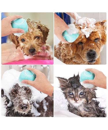 Molain Silicone Dog Cat Bath Brush Comb - Soft Grooming & Massage Brush with Shampoo Dispenser (Blue) - Buy Online on GoSupps.com