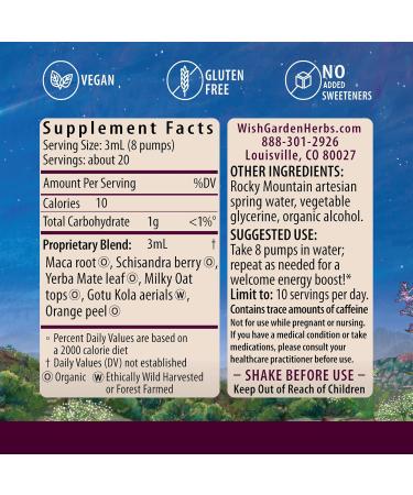 Buy WishGarden Herbs Rise & Energize - Natural Plant-Based Energy Boost Supplement | Jitter-Free Yerba Mate Maca Schisandra Gotu Kola | 2oz - International Shipping Available - Buy Online on GoSupps.com