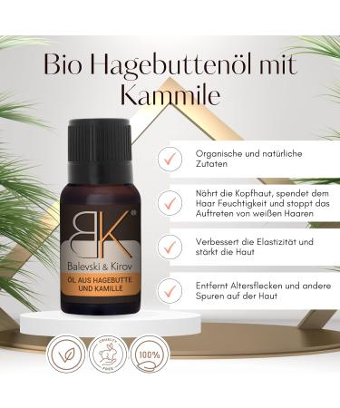 Organic Rosehip Oil with Chamomile Essential Oil for Face Body Nail and Hair Care - Buy Online on GoSupps.com