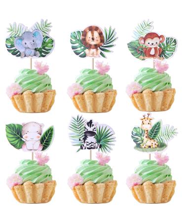 36 pieces Woodland Tortendeko Wild one Tropenurlaub Animals Cupcake Topper Jungle Safari Tier Kuchen Deko Woodland Animal Children's Baby Baby Shower Topic Tortens Decorations Jungle Animals
