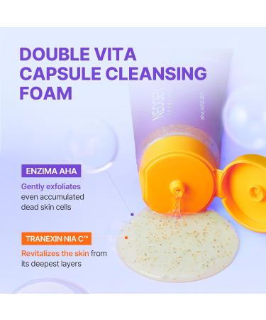 DERMALOGY by NEOGENLAB Double Vita Capsule Cleansing Foam Vitamin-Rich Daily Face Cleanser with AHA/BHA & Yuzu Lime Extract Brightening & Hydrating Gel-to-Foam Cleanser All Skin Types 5.07 fl oz - Buy Online on GoSupps.com