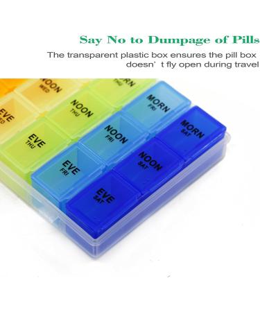 Rainbow Weekly Pill Organizer | 7-Day AM/PM Snap Lids | Detachable Compartments for Vitamins & Larger Pills - Buy Online on GoSupps.com