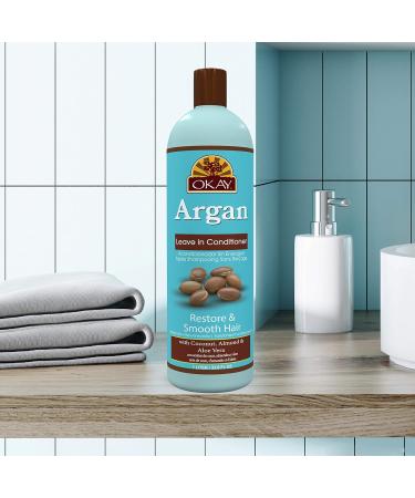 Okay Restorative Argan Leave In Conditioner - Hydrate & Smooth Hair | Sulfate Silicone Paraben Free | 33oz | All Hair Types | Made in USA - Buy Online on GoSupps.com