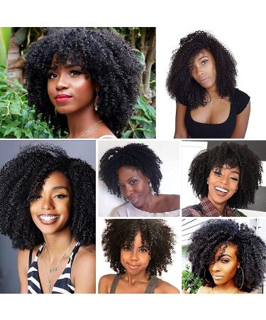 Buy Boccte Afro Kinky Curly Human Hair Short Wigs for Black Women | 8 Inch Kinky Bob Wig | Glueless Brazilian Curly Wigs | Natural Color | No Lace Front Wear & Go - Buy Online on GoSupps.com