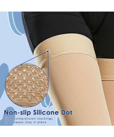 Beister 15-20 mmHg Thigh High Compression Stockings - Medical Grade Footless Sleeves for Varicose Veins and Edema - Beige XXL - Buy Online on GoSupps.com