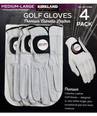 KIRKLAND SIGNATURE Premium Cabretta Leather Golf Gloves - Medium-Large (4 Pack) - Buy Online on GoSupps.com