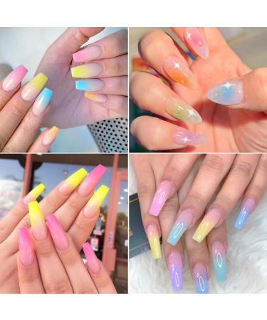 Buy 9 Colors Nail Pigment Powder Palette - Neon Ombre Set with Sponge Sticks & Brush | Perfect for Beginners - Buy Online on GoSupps.com