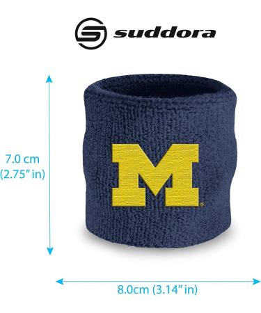 University of Michigan College Athletic Cotton Terry Cloth Wristbands (Pair) | School Basketball, Tennis, Football, Baseball - Buy Online on GoSupps.com