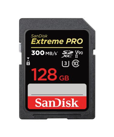 SanDisk 128GB Extreme PRO SDXC UHS-II Memory Card - C10, U3, V90, 8K, 4K, Full HD Video, SD Card - SDSDXDK-128G-GN4IN Card Only 128GB