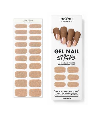 MOYOU LONDON Semi-Cured UV Gel Strips - 20 Pieces - Gel Nail Foils UV Curing for Salon Quality Manicure - Sandstorm - Buy Online on GoSupps.com