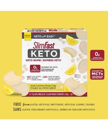 Slim-Fast Keto Bomb Snacks Case of 12 Boxes of 14x17g Iced Lemon Drop Cups Per Box (168 Cups) Ice Lemo Cup 2856 Grams - Buy Online on GoSupps.com