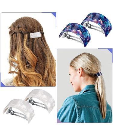 6-Piece French Hair Barrettes Set - Rectangle & Semi-Circle Tortoiseshell Clips for Women - Automatic Snap Hair Accessories (Elegant Pattern) - Buy Online on GoSupps.com
