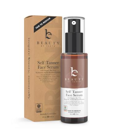 Face Self Tanner Serum - Fair to Medium Sunless Tanner for Face Tanning with Hyaluronic Acid, Fake Tan Face Tanner to Self Tan, Self Tanning Best Self Tanner Face Bronzer for Natural Looking Face Tan 2 Fl Oz (Pack of 1) Fa…