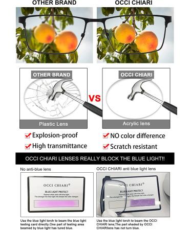 OCCI CHIARI Men's Blue Light Blocking Reading Glasses - Computer Readers in Black 1.25x - Buy Online on GoSupps.com