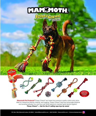 Premium Mammoth Flossy Chews Color Rope Tug Toy for Small Dogs - Interactive Cotton-Poly Chew Toy with 3 Knots - Buy Online on GoSupps.com